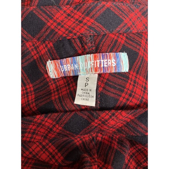 Urban Outfitters Black/Red Plaid Maxi Dress Pleated Bottom Ruffle Sz S - Picture 8 of 10